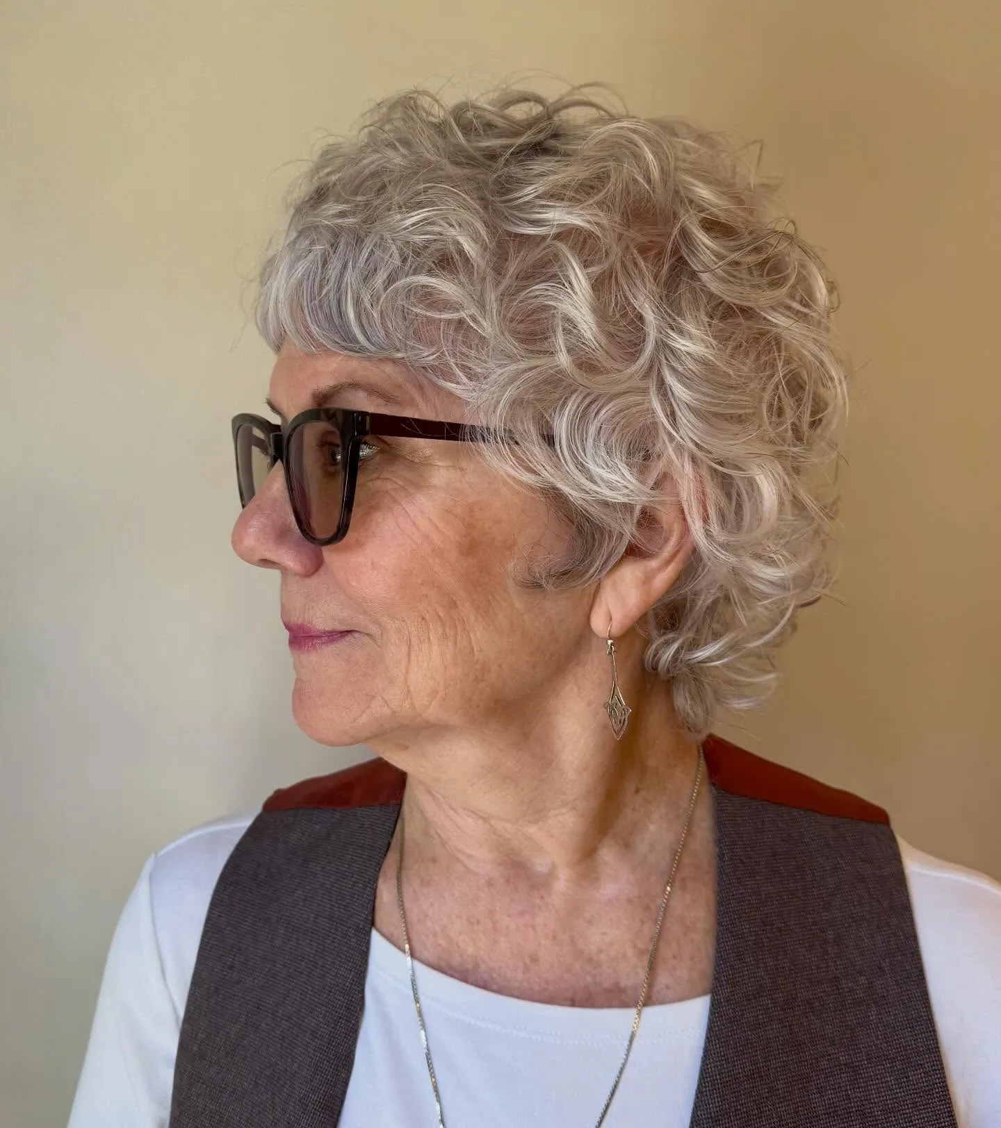 Silver Curly Layered Pixie