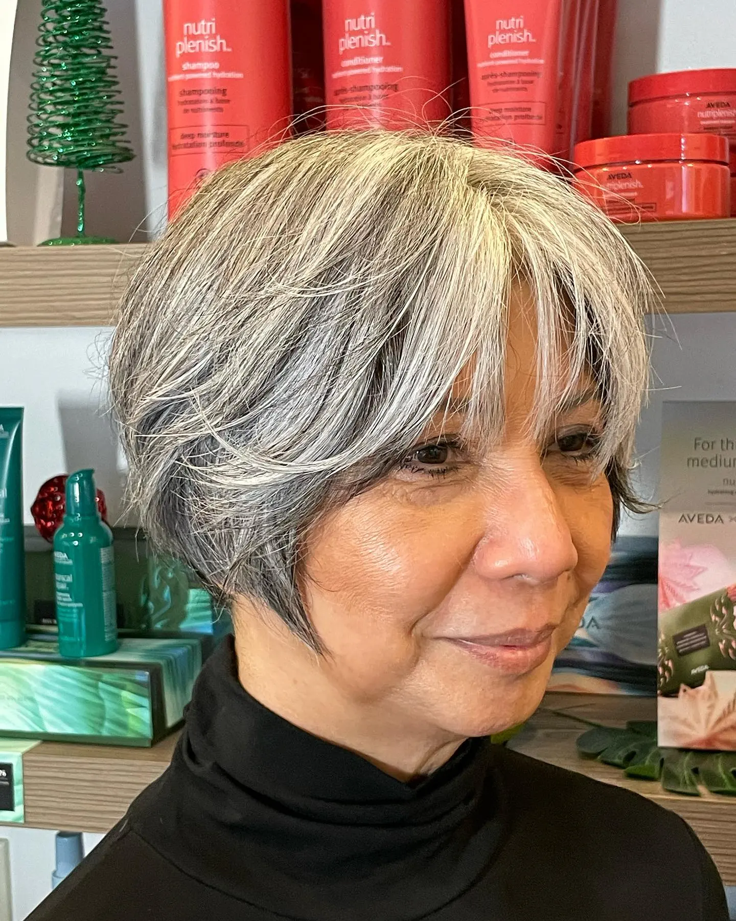 Silver Layered Bob With Bangs