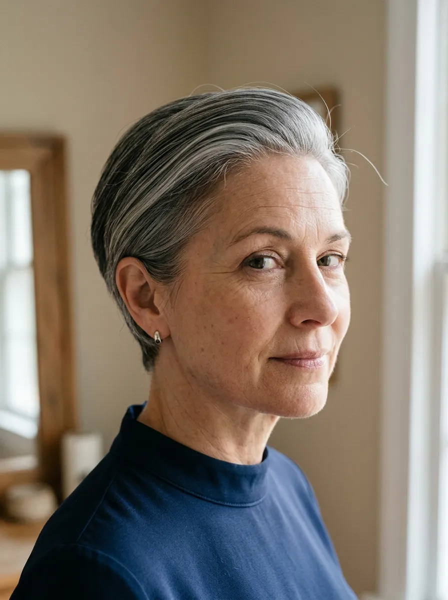 Silver Slicked Back Pixie