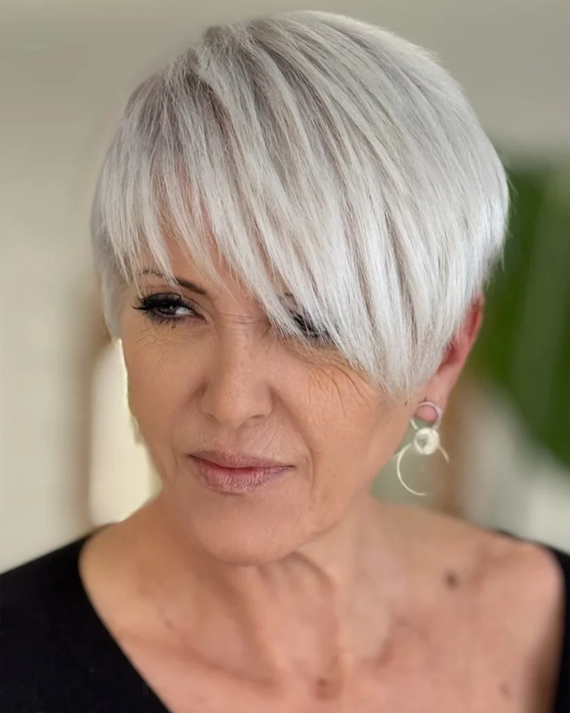 Silver Sweeping Pixie Bangs