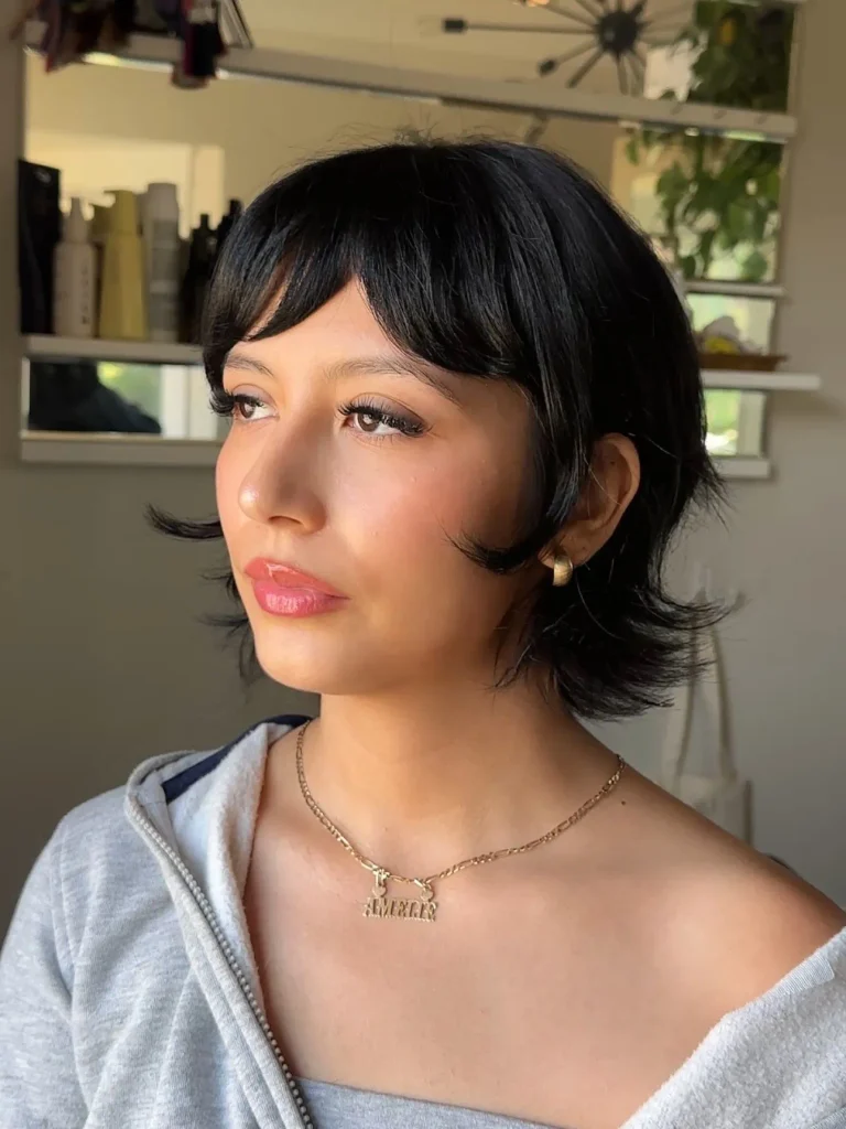 Sleek Black Shag Mullet