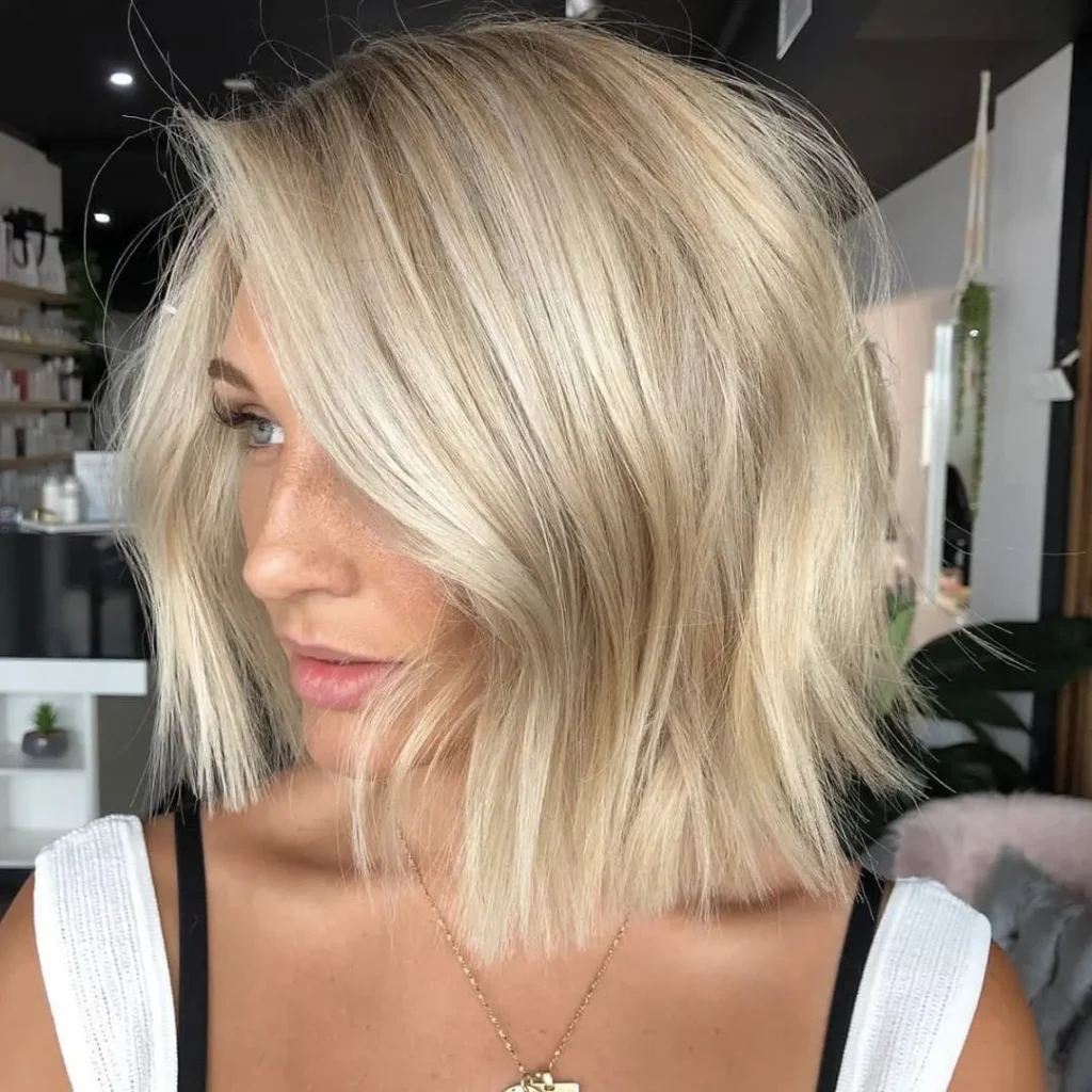 Sleek Blonde Choppy Layers