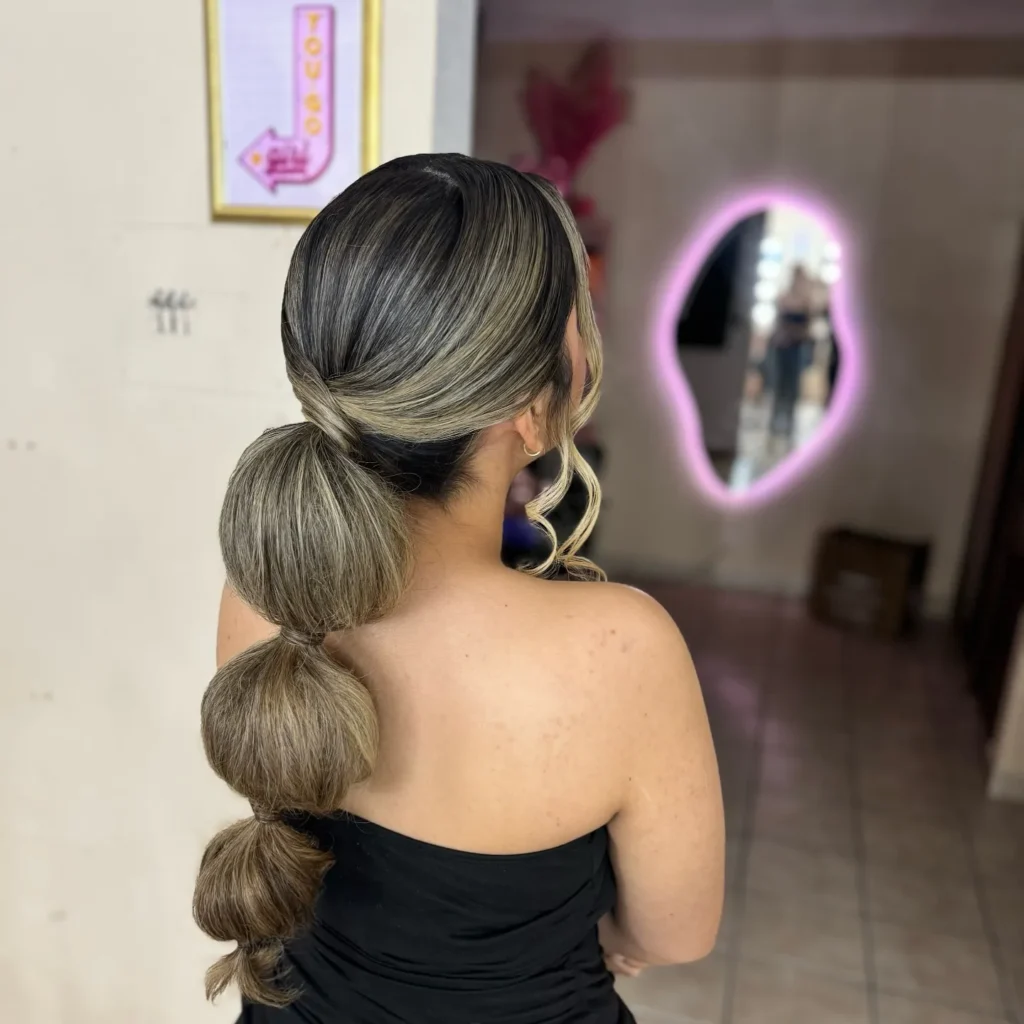 Sleek Bubble Low Ponytail