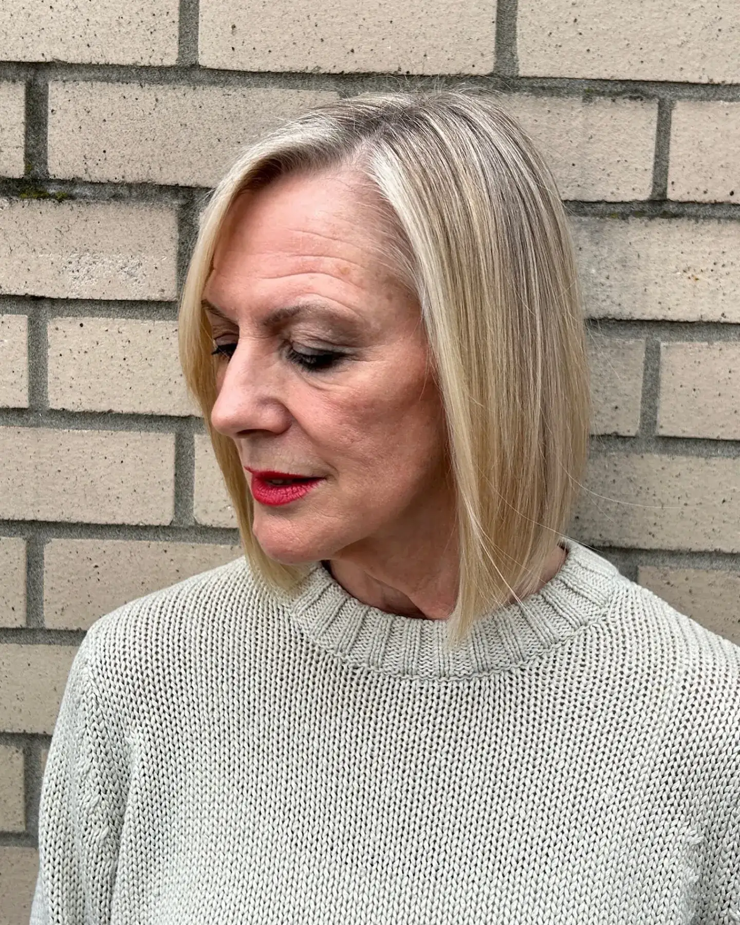 Sleek Chin Length Blonde Bob