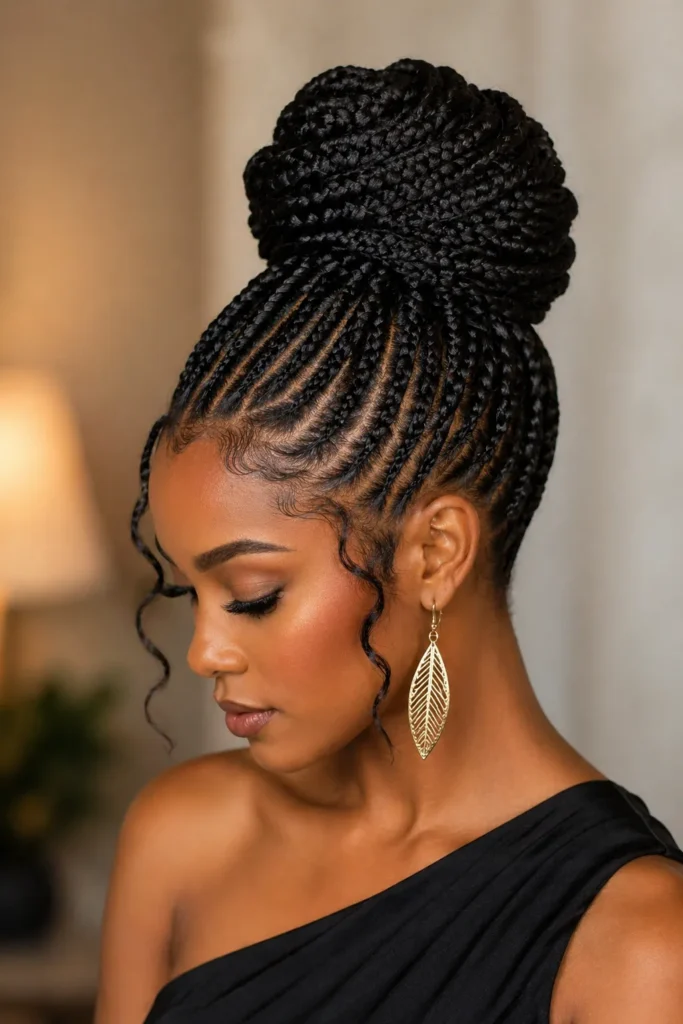 Sleek Cornrow Braided Bun