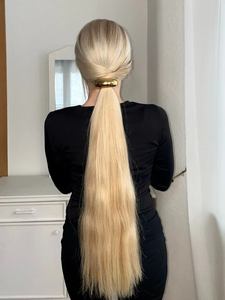 Sleek Gold Bar Ponytail