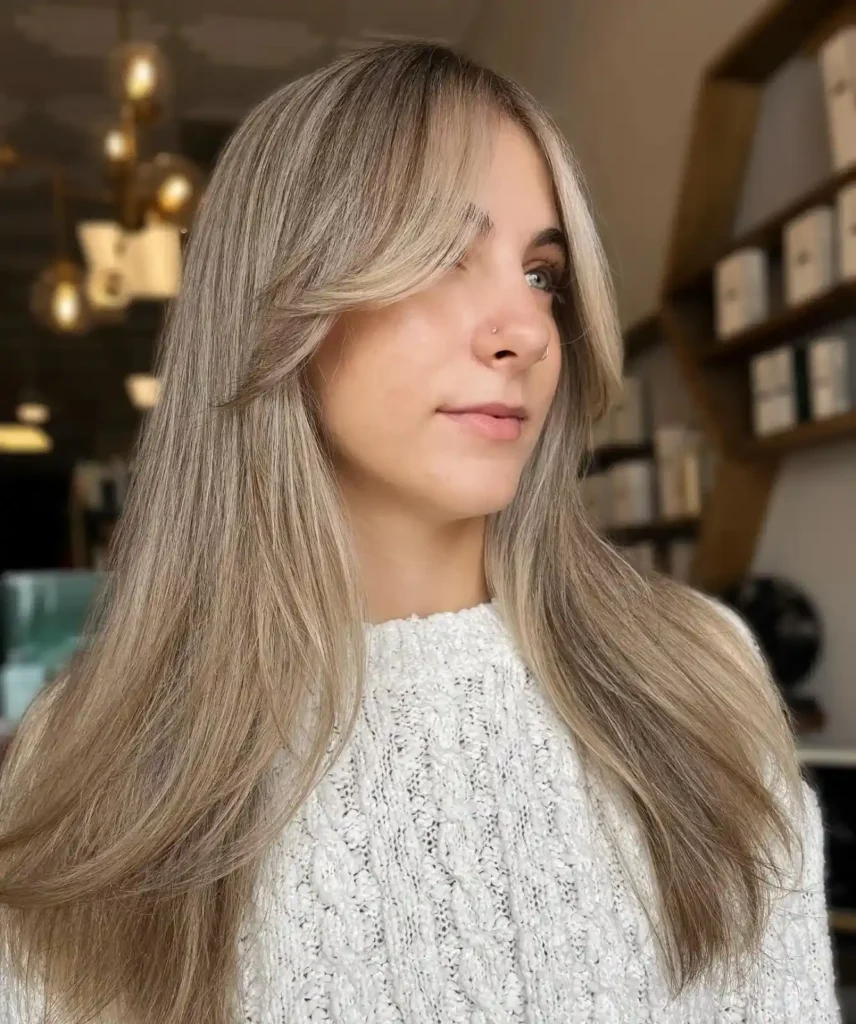 Sleek Long Curtain Bangs