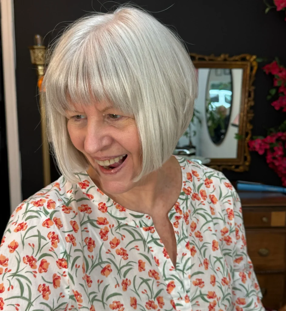 Sleek Platinum Rounded Bob