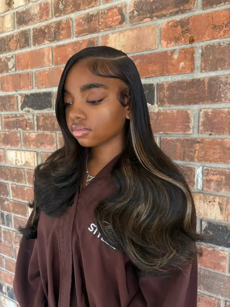 Sleek Side Part Highlight Waves
