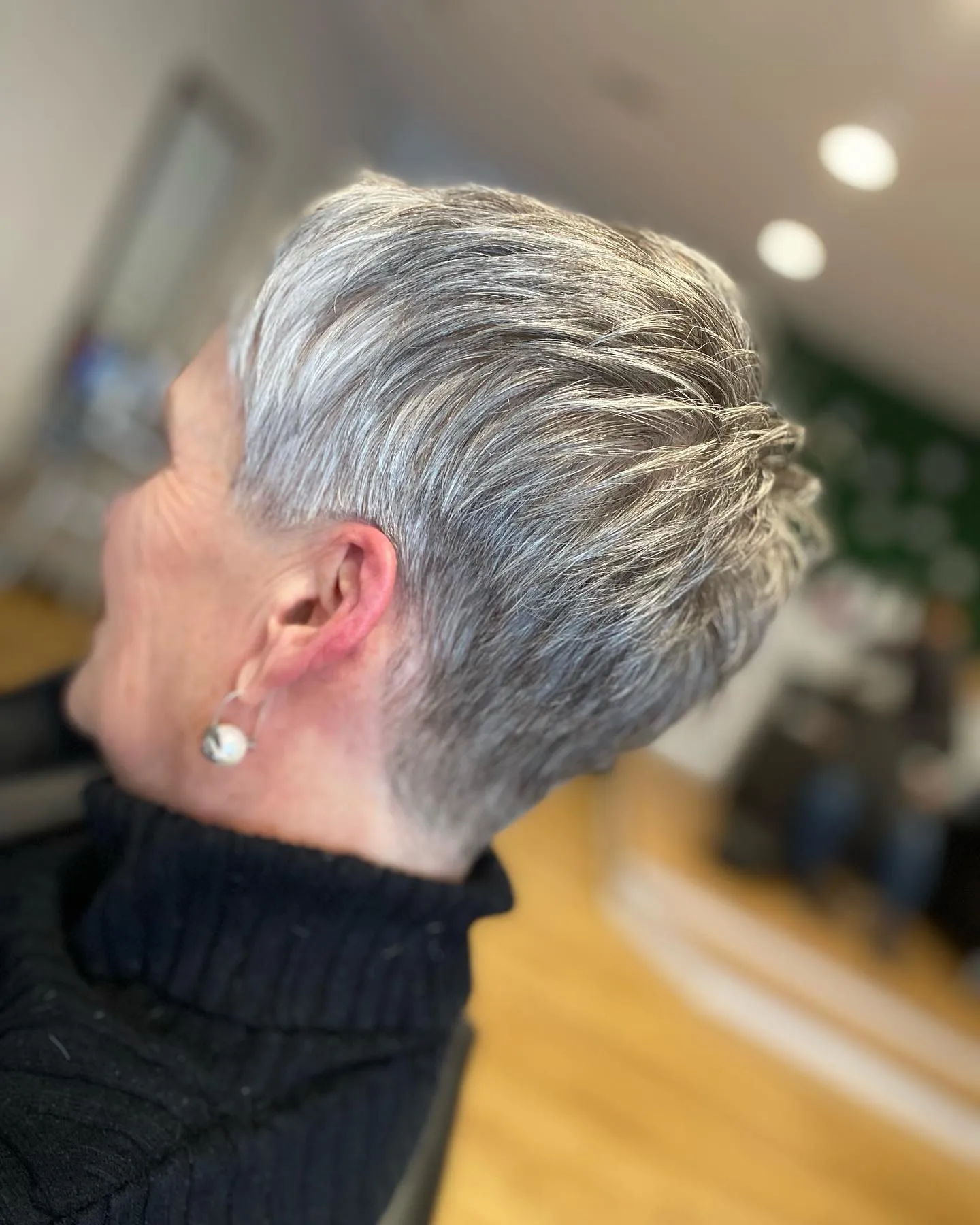 Sleek Silver Tucked Pixie