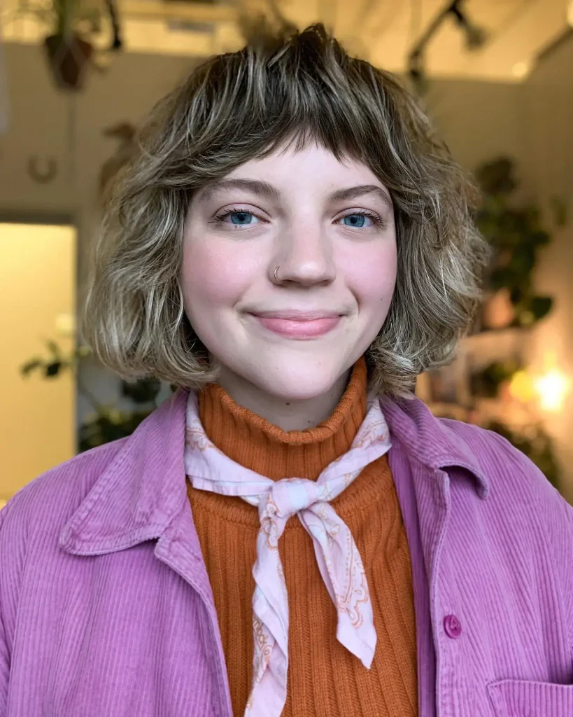 Soft Blonde Shaggy Bob