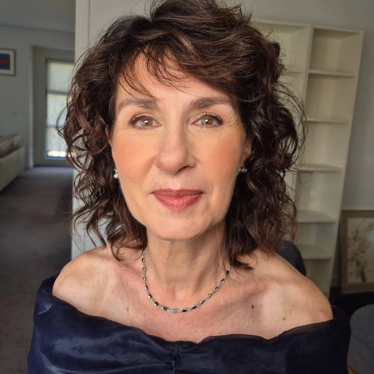 Soft Brunette Curly Bob
