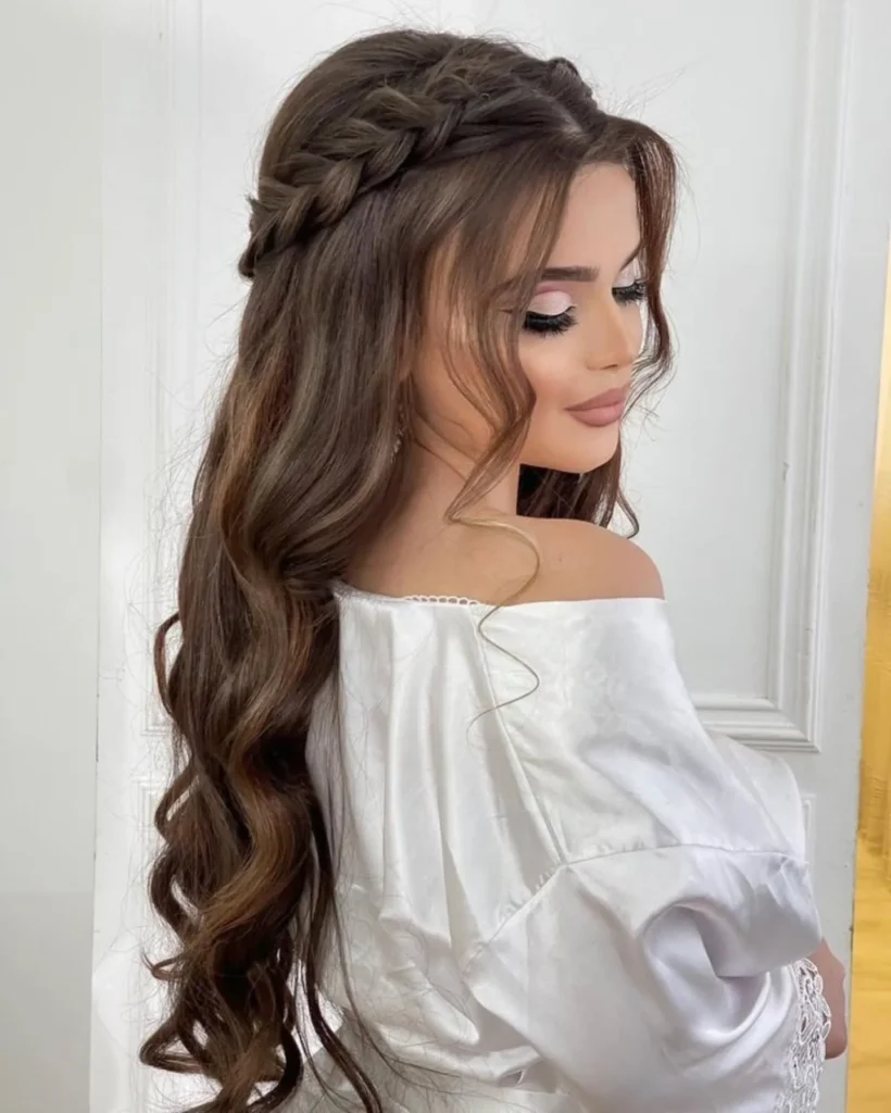 Soft Crown Braid Loose Waves