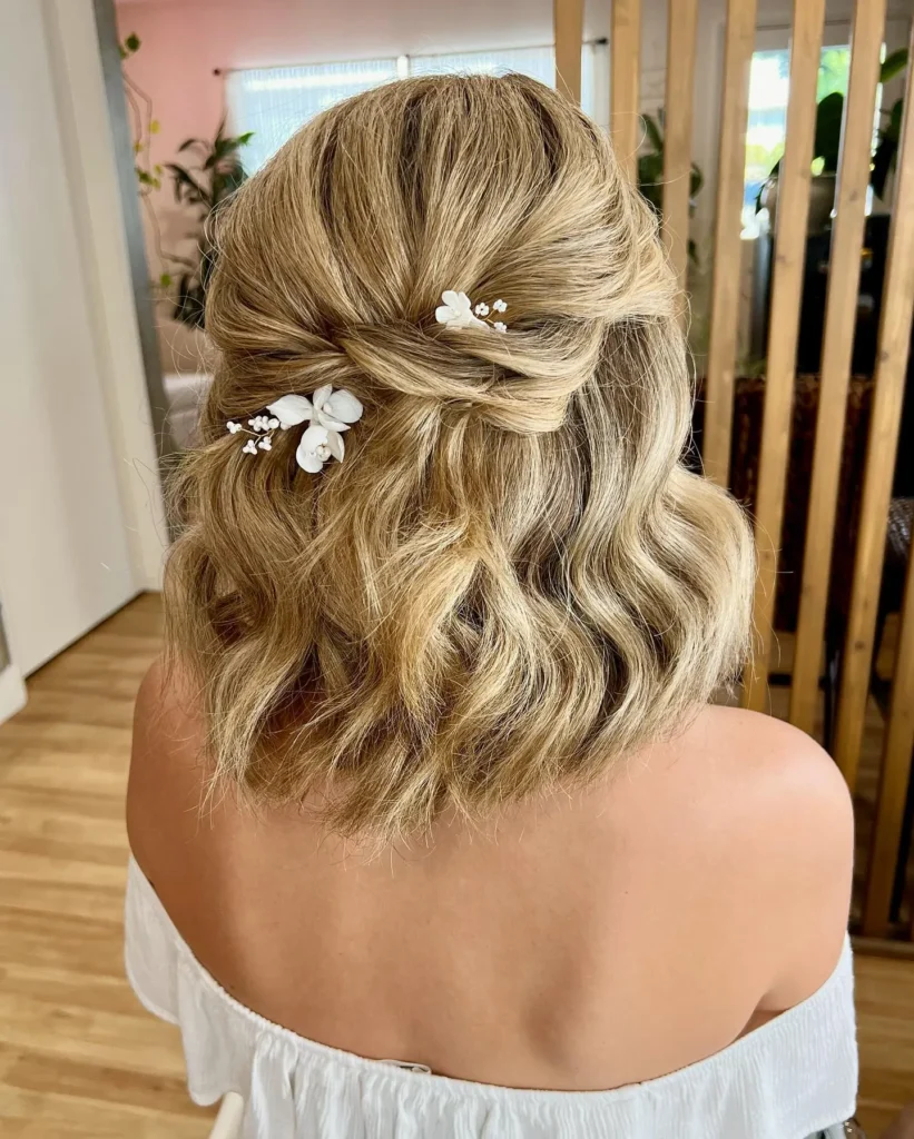 Soft Floral Half-Up Twist Updo