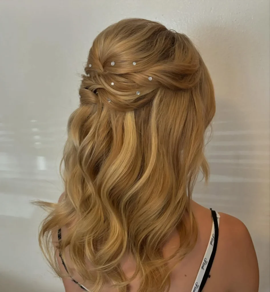 Soft Half Up Pearl Waves
