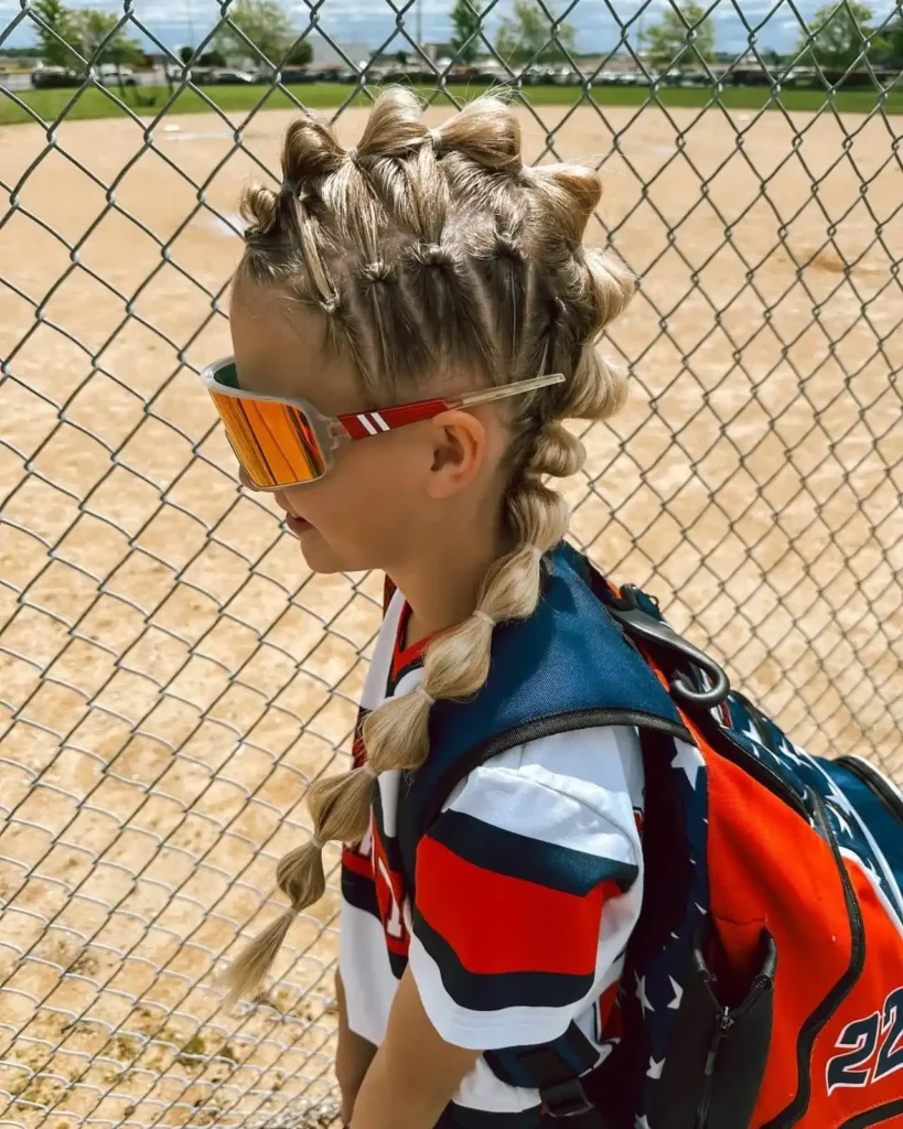Softball Bubble Braid Pigtails