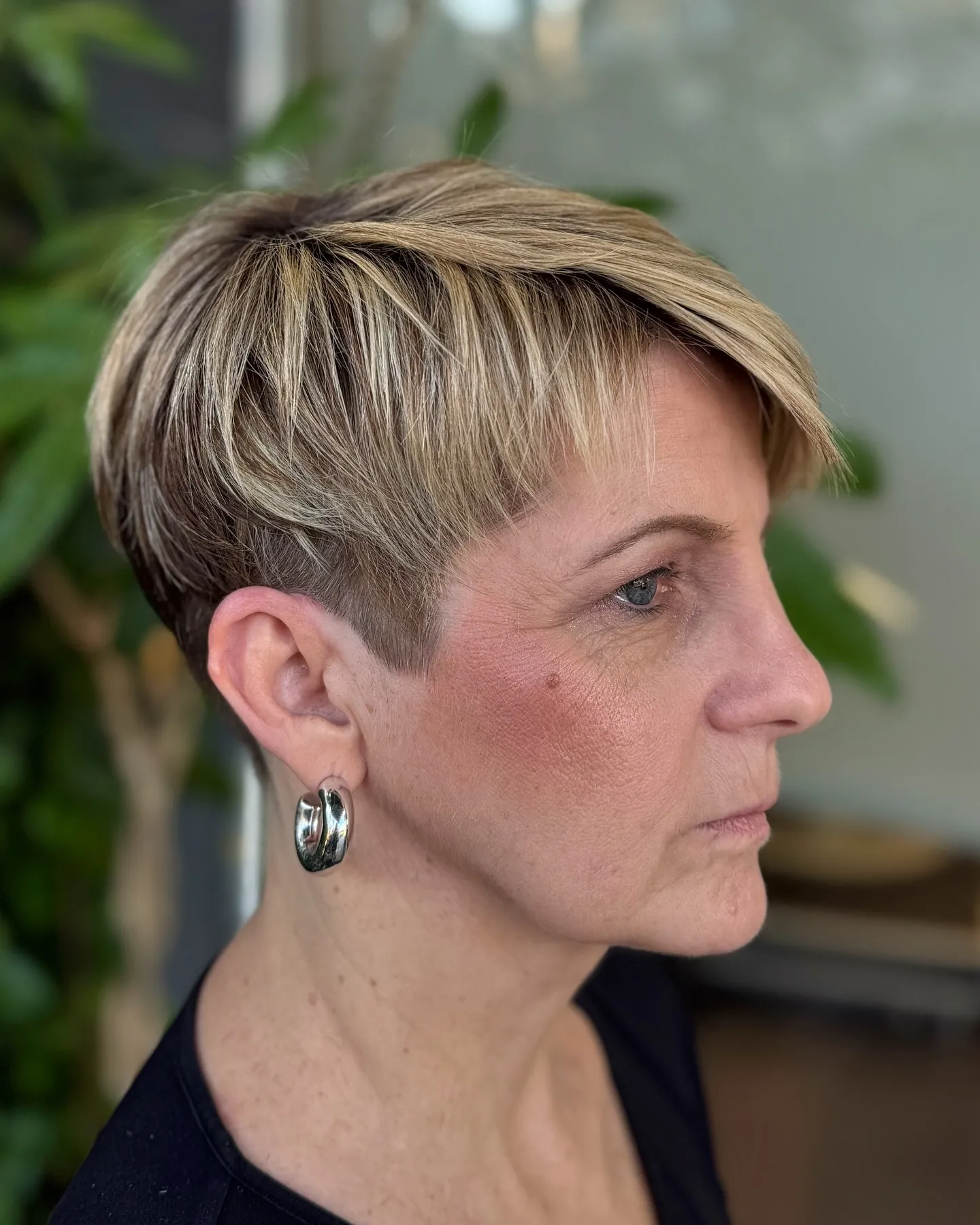 Swept Blonde Undercut Pixie