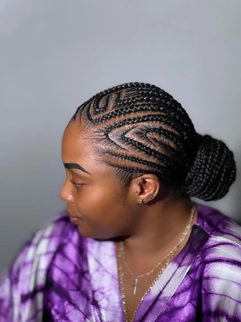 Swirl Cornrow Low Bun