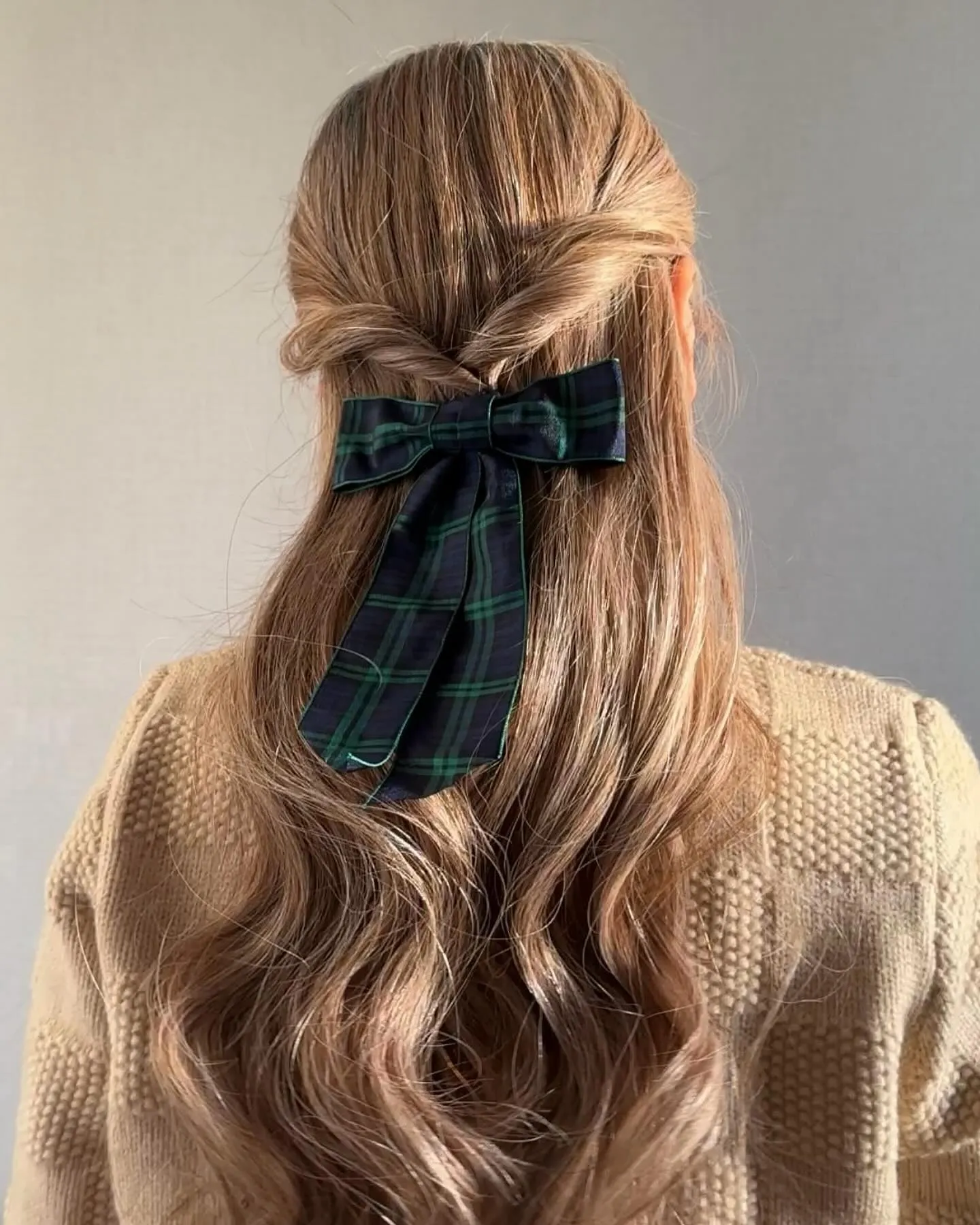 Tartan Ribbon Half Up