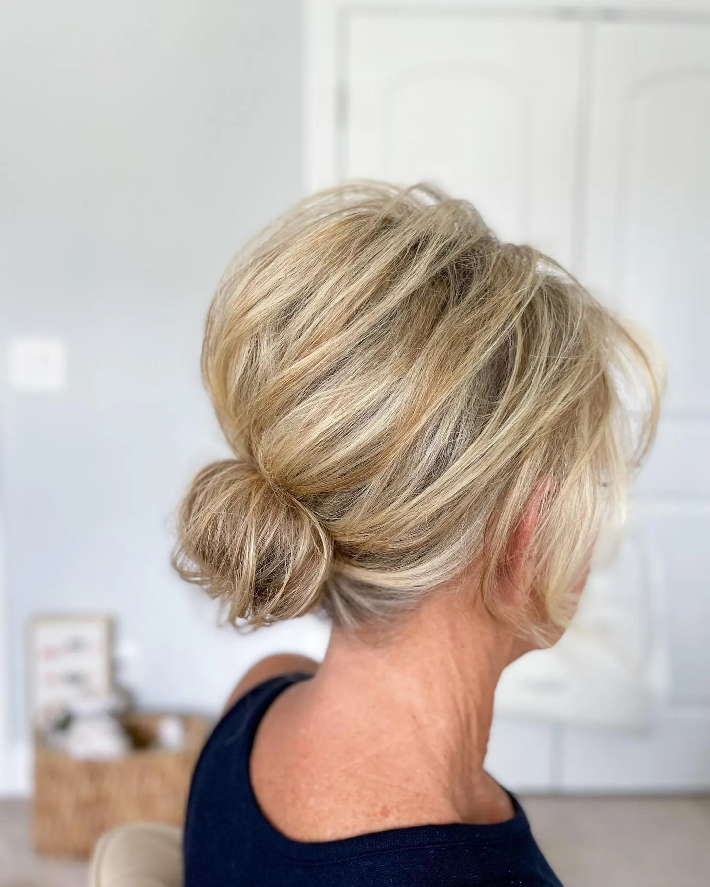 Textured Blonde Low Chignon
