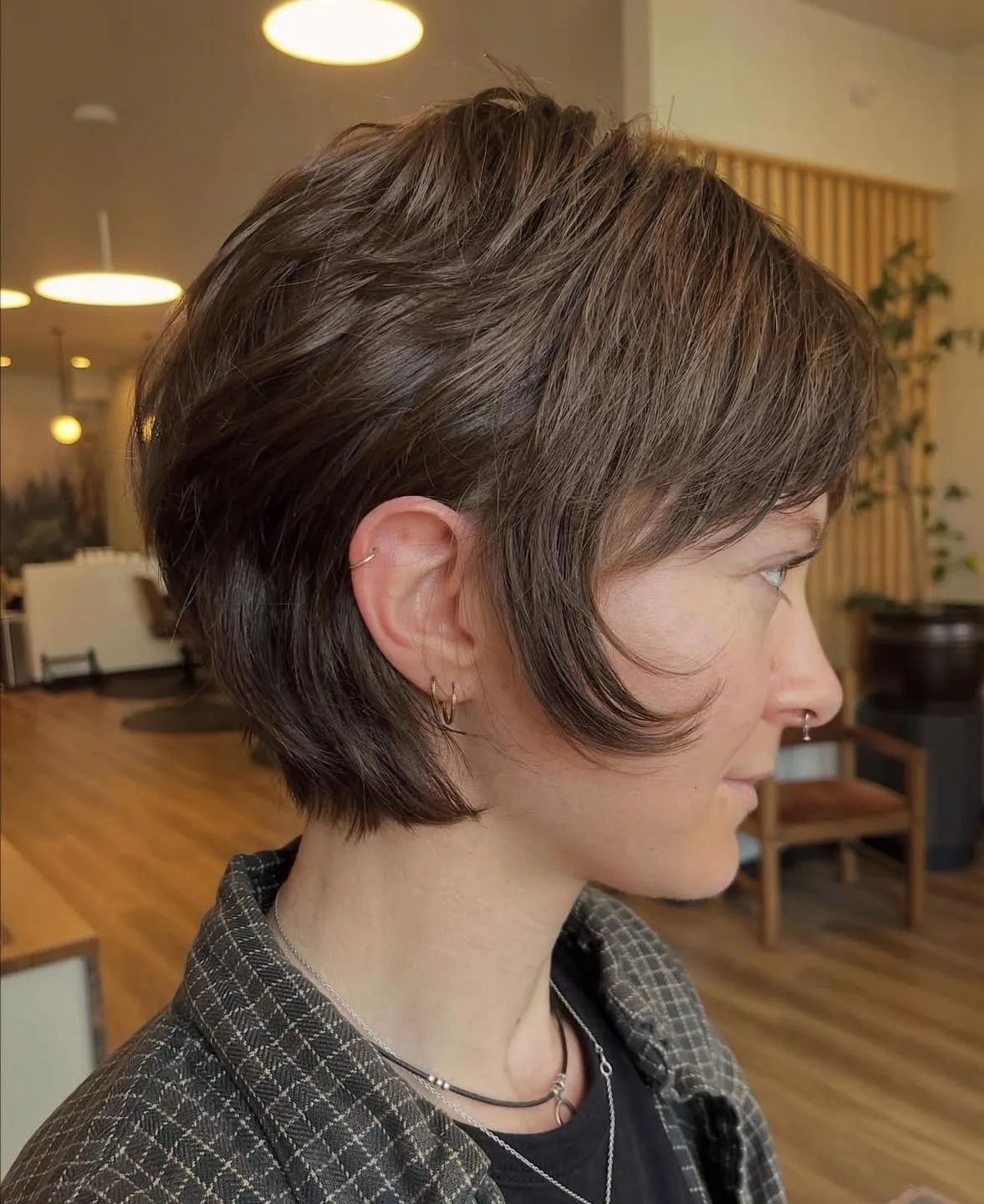 Textured Brunette Pixie Shag
