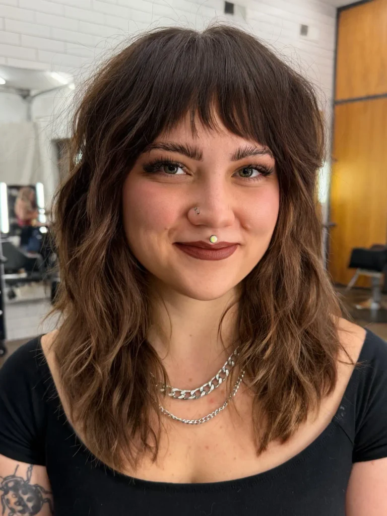 Textured Brunette Shag Cut