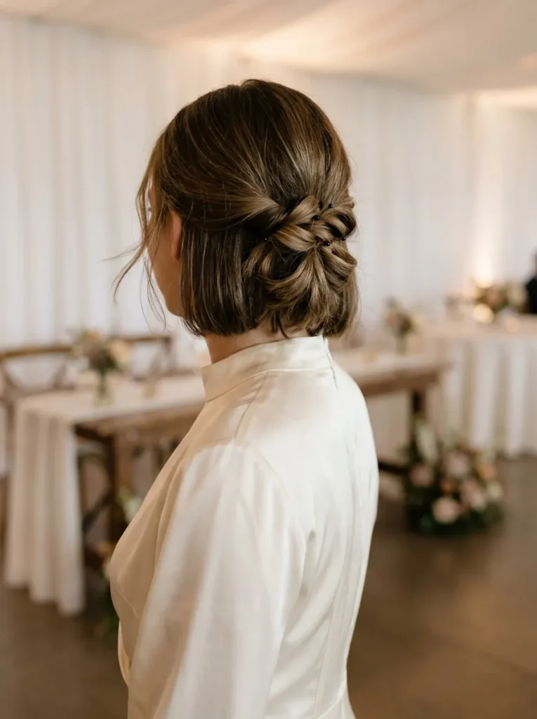 Textured Low Knot Short Updo