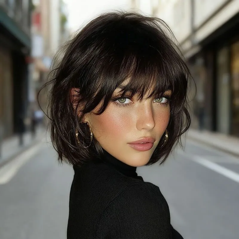 Textured Shaggy Bob Bangs