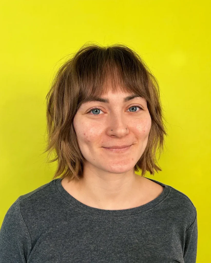 Tousled Brown Shag with Wispy Bangs