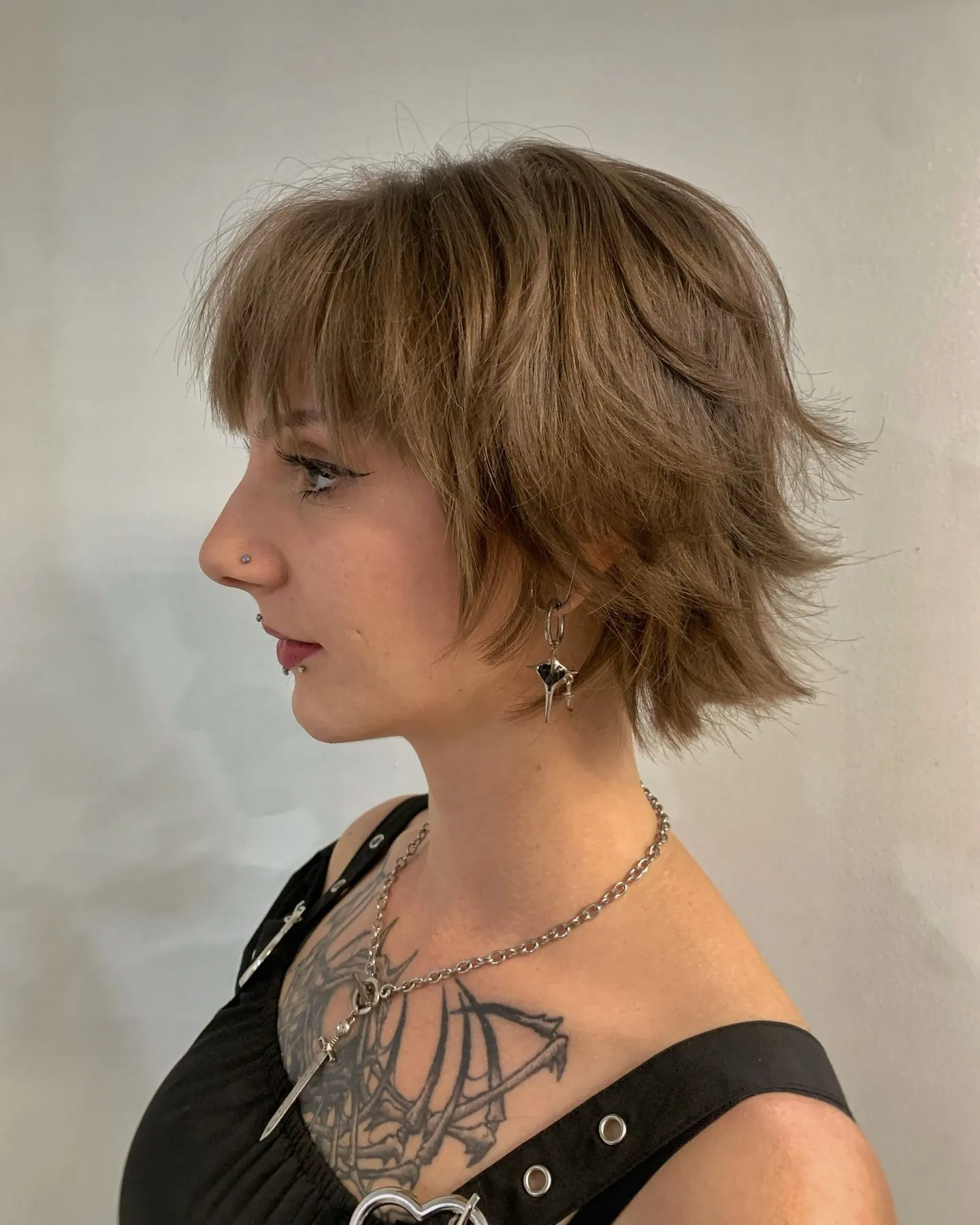 Tousled Brown Shaggy Bob