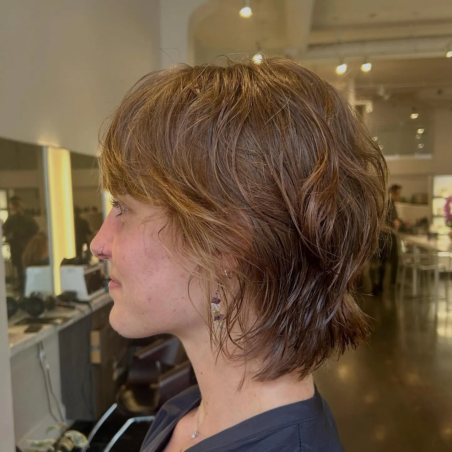 Tousled Brunette Layered Bob