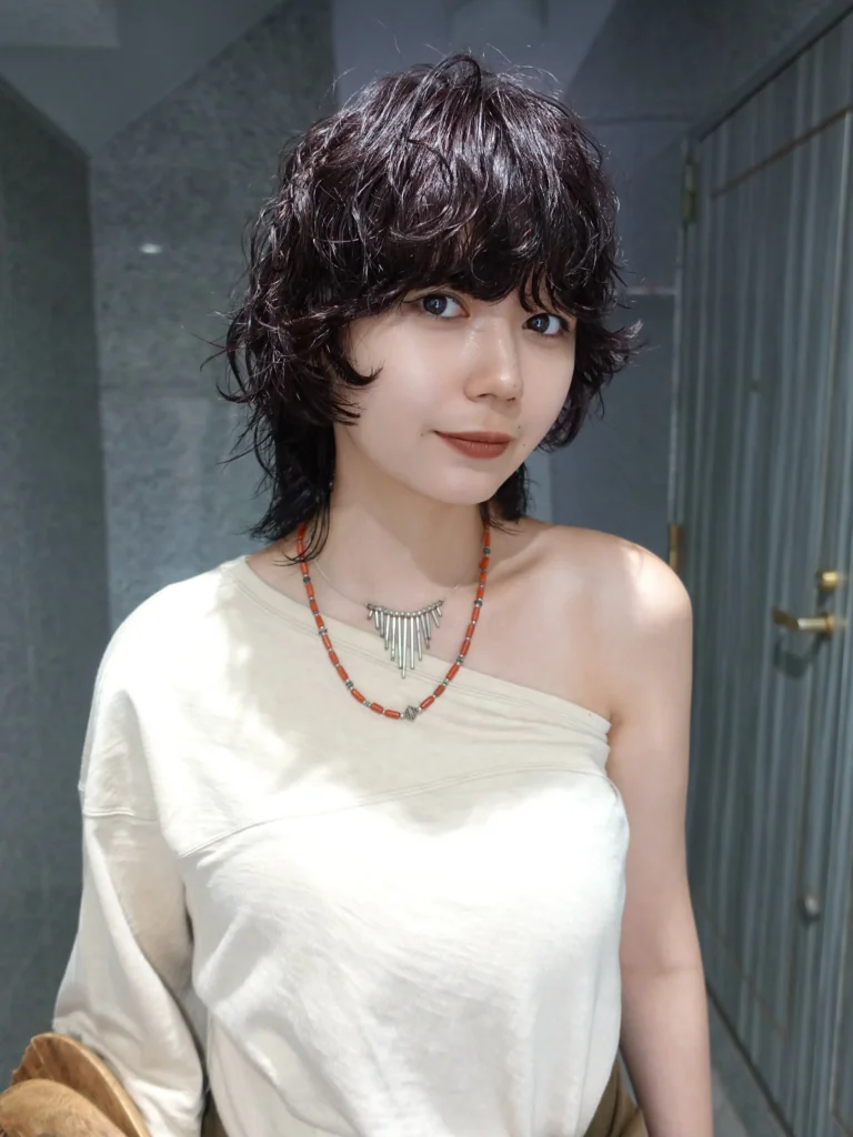 Tousled Brunette Wolf Cut