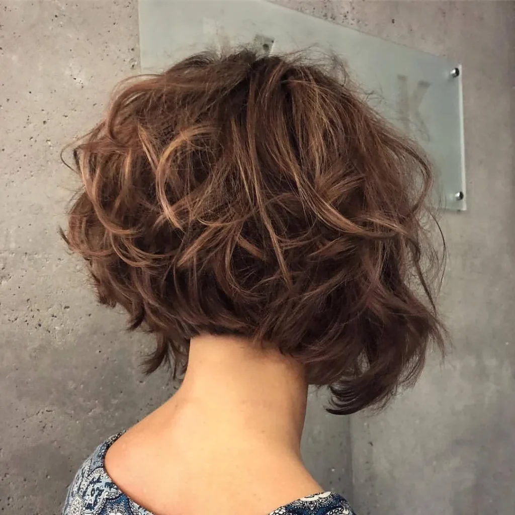 Tousled Curly Stacked Bob
