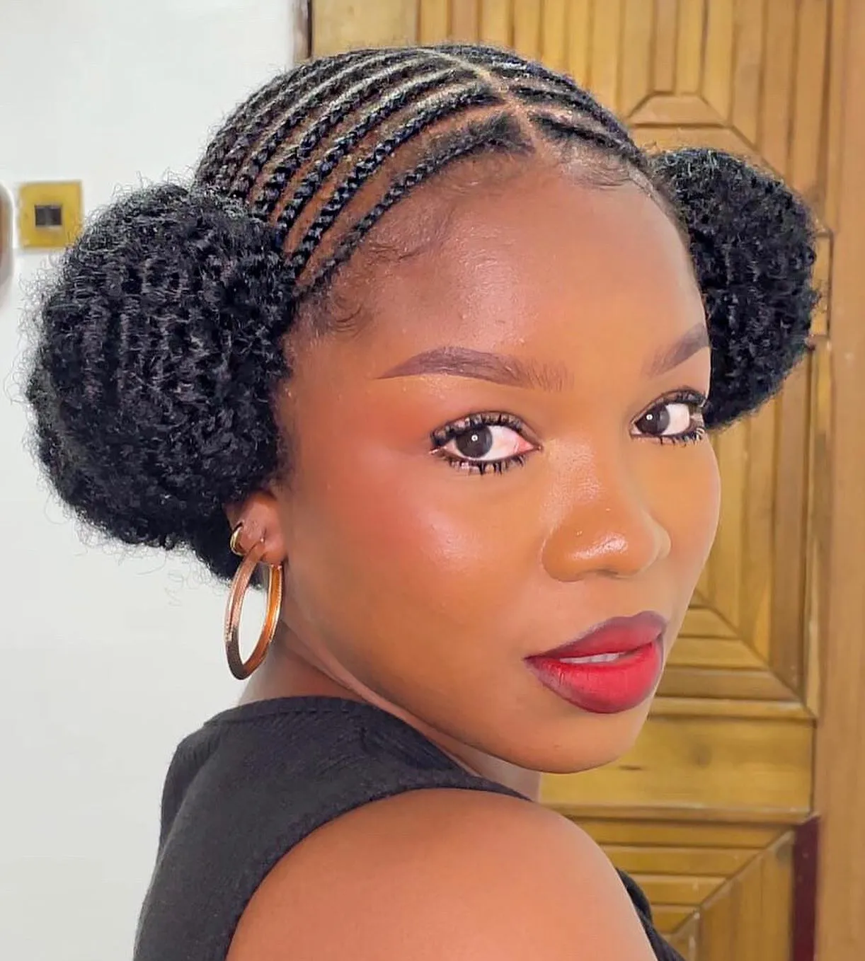 Twin Puff Cornrow Buns