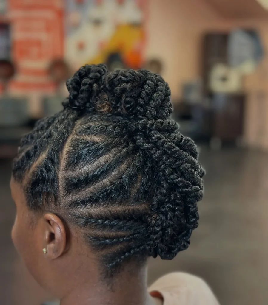 Twisted Cluster Bun Updo