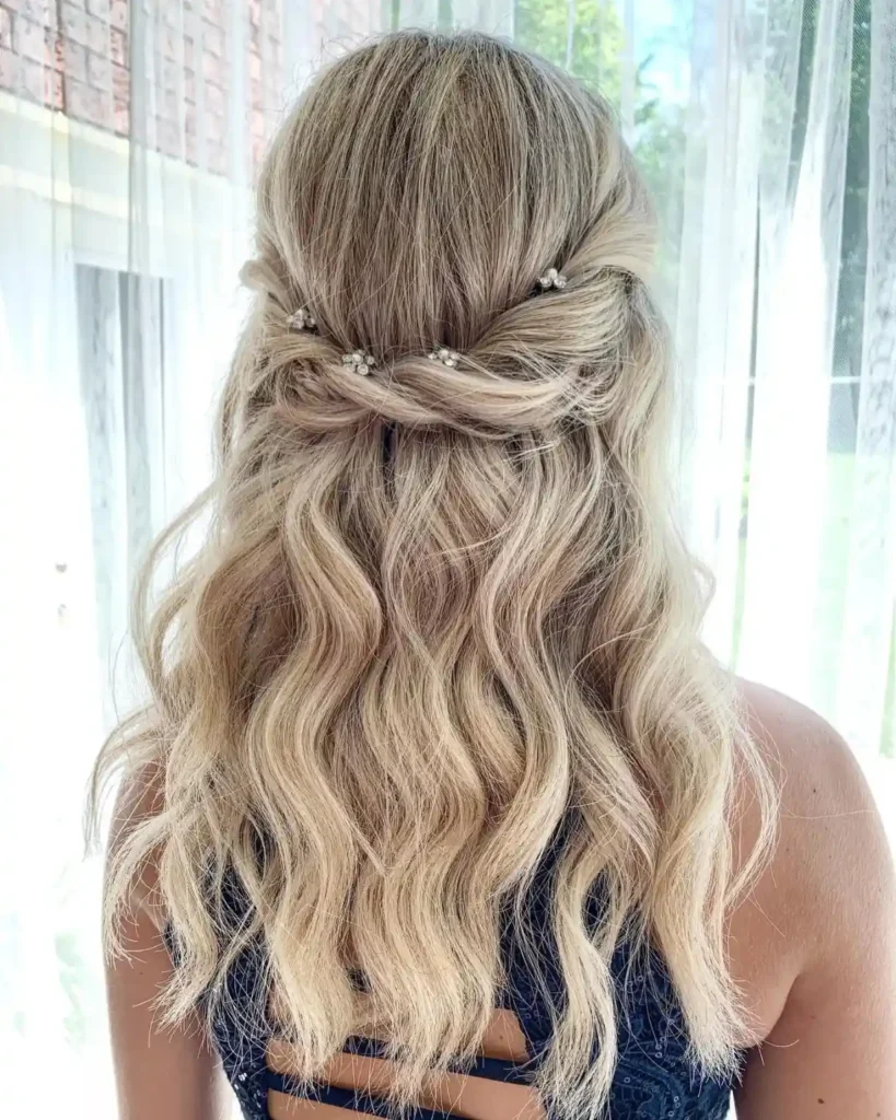 Twisted Half Up Beach Waves