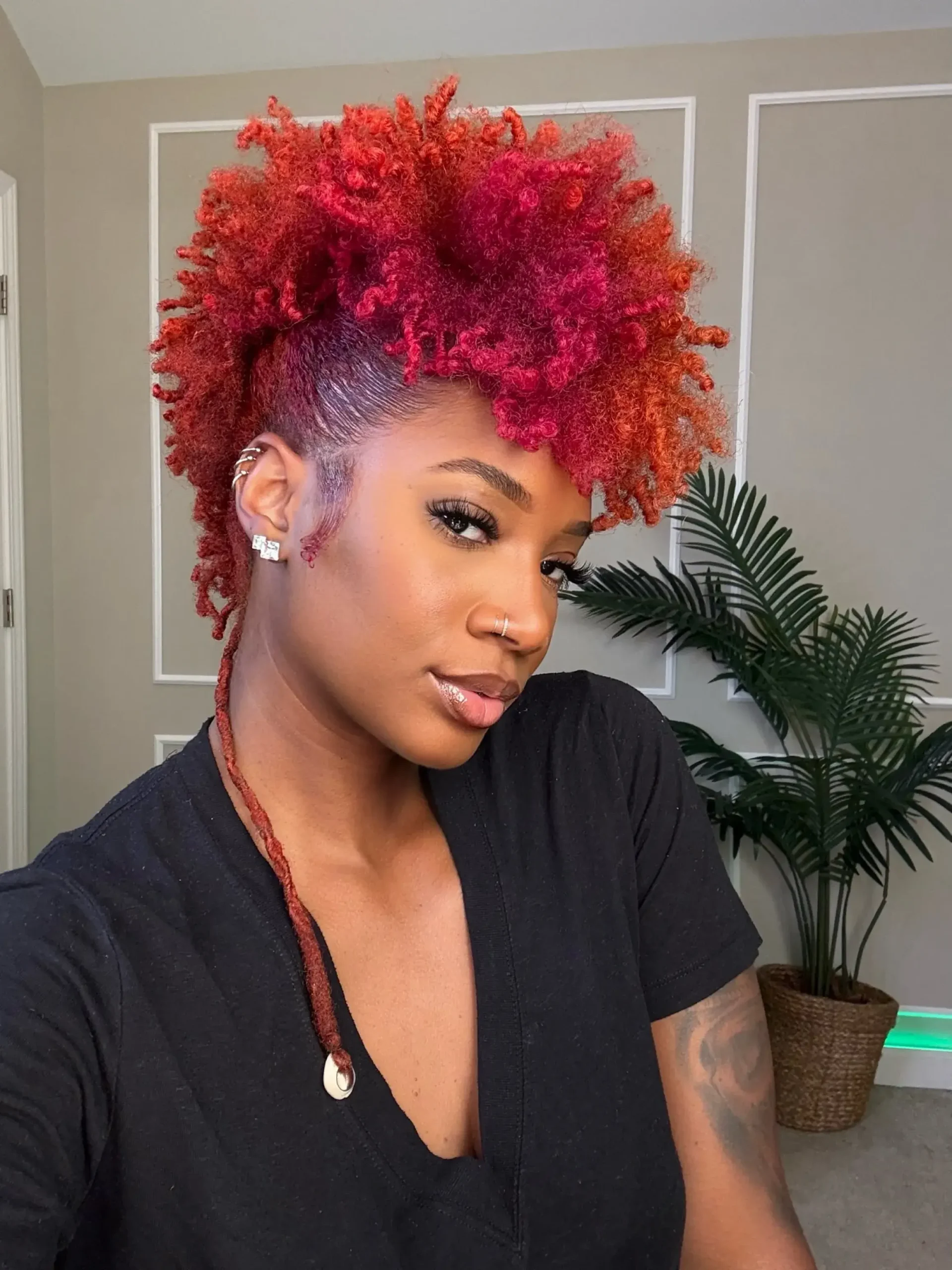 Vibrant Red Orange Afro
