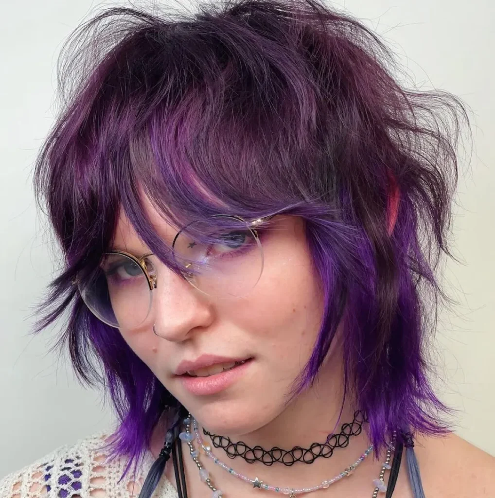 Violet Wispy Shaggy Bob