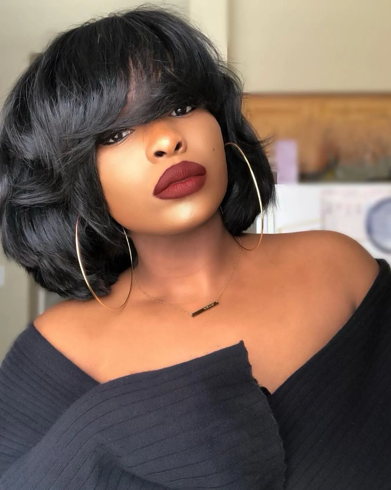 Voluminous Bob with Side Bangs