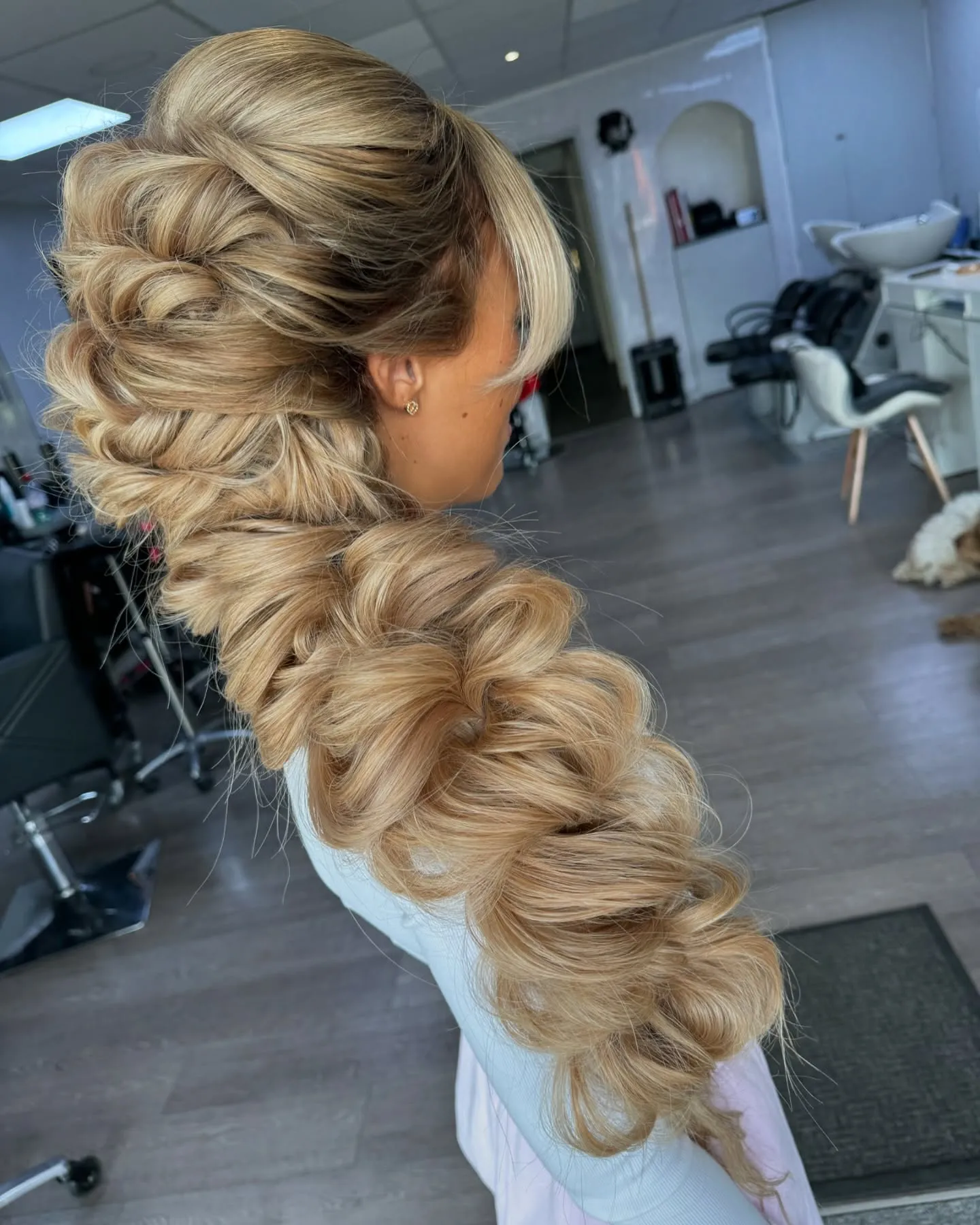 Voluminous Braided Bubble Ponytail