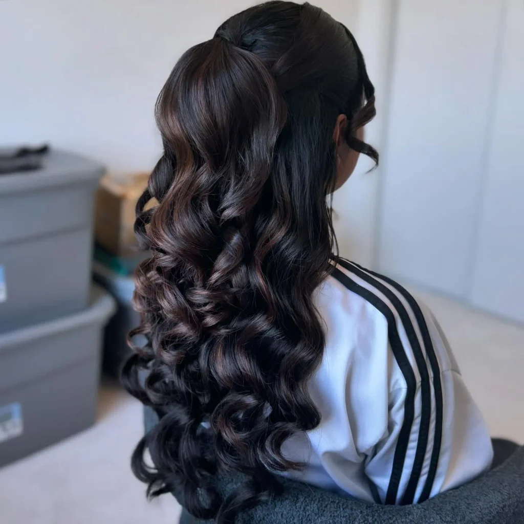 Voluminous Curled Ponytail