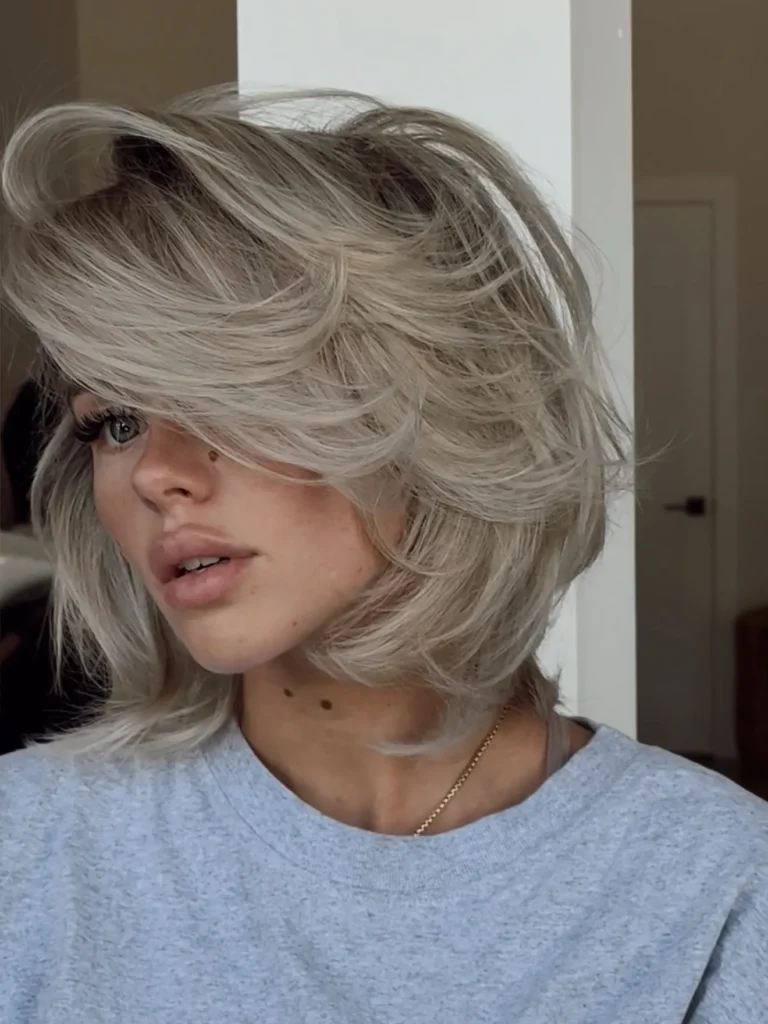 Voluminous Layered Blonde Bob
