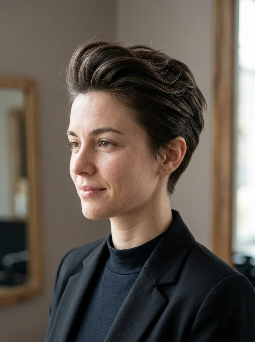 Voluminous Slick Back Quiff Pixie