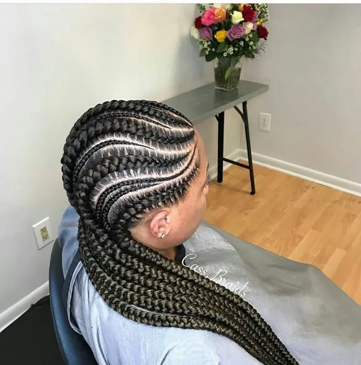 Wavy Layered Cornrow Ponytail