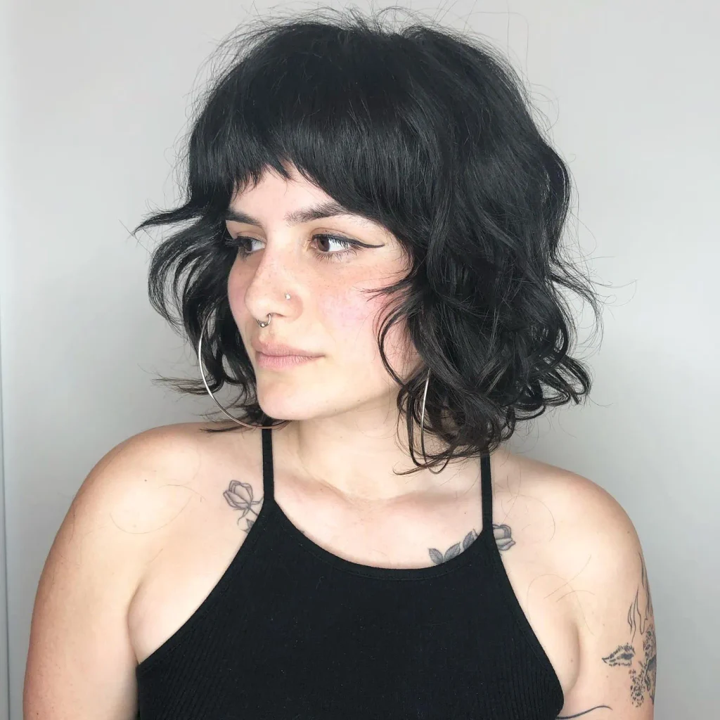 Wavy Shag with Curtain Bangs