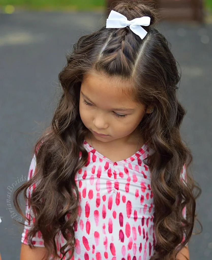 White Bow Braided Half-Up