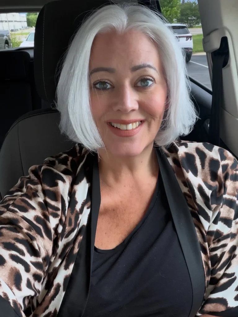 White Sleek Chin Length Bob