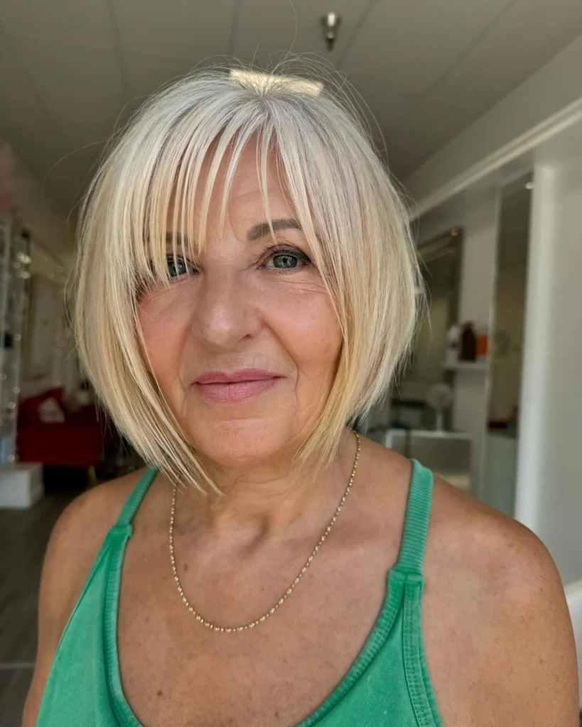 Wispy Curtain Bangs Bob