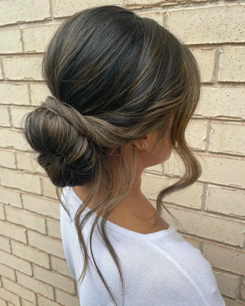 Wrapped Low Roll Bun Updos