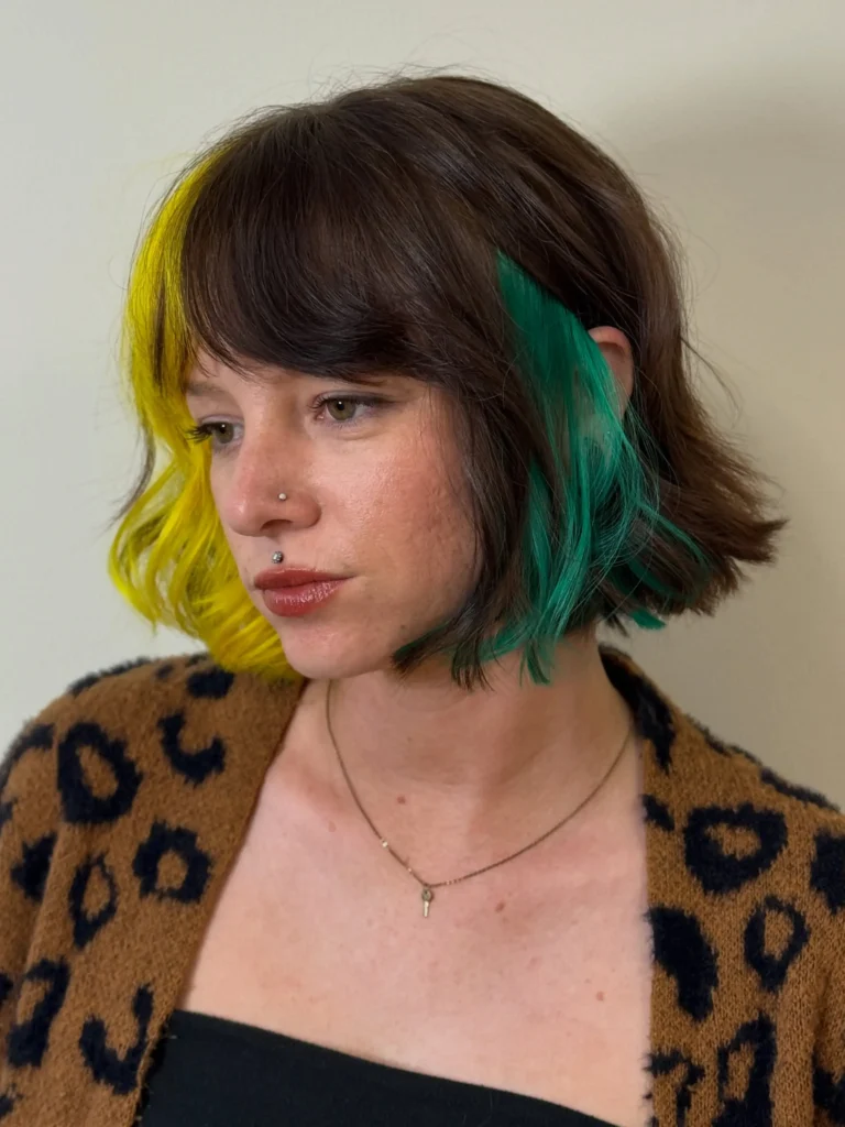 Yellow Teal Peekaboo Bob